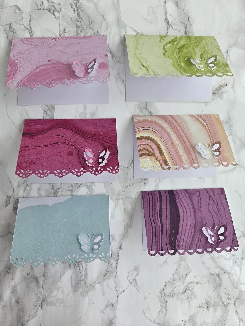 50 Thank you Cards Butterflies Handmade